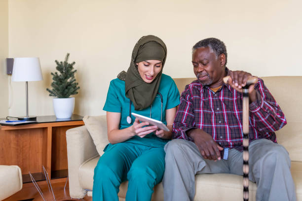 Older adult smiling at home